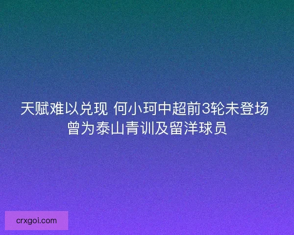 天赋难以兑现 何小珂中超前3轮未登场 曾为泰山青训及留洋球员 天赋难以兑现 何小珂中超前3轮未登场 曾为泰山青训及留洋球员
