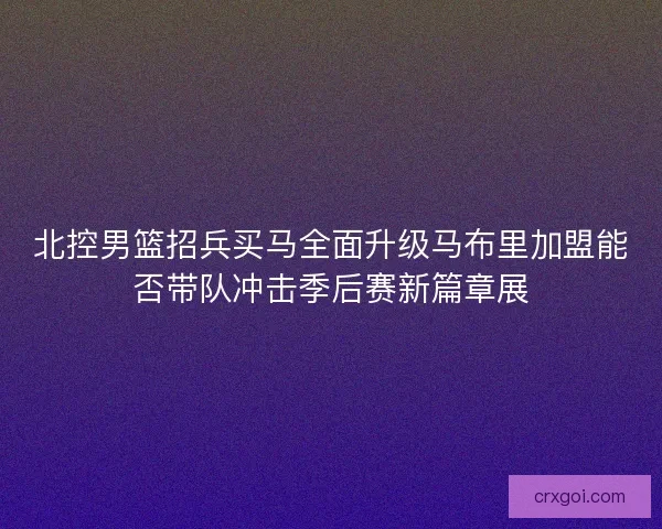北控男篮招兵买马全面升级马布里加盟能否带队冲击季后赛新篇章展 北控男篮招兵买马全面升级马布里加盟能否带队冲击季后赛新篇章展