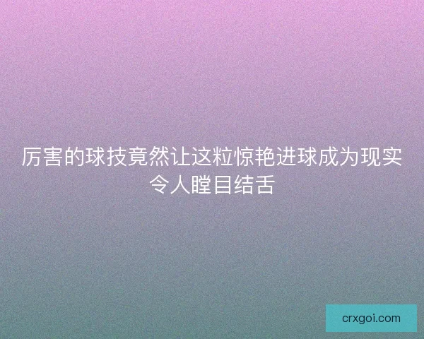 厉害的球技竟然让这粒惊艳进球成为现实令人瞠目结舌 厉害的球技竟然让这粒惊艳进球成为现实令人瞠目结舌