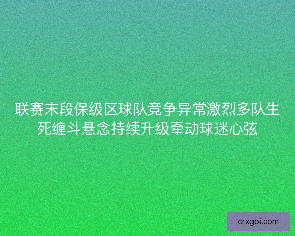 联赛末段保级区球队竞争异常激烈多队生死缠斗悬念持续升级牵动球迷心弦 联赛末段保级区球队竞争异常激烈多队生死缠斗悬念持续升级牵动球迷心弦